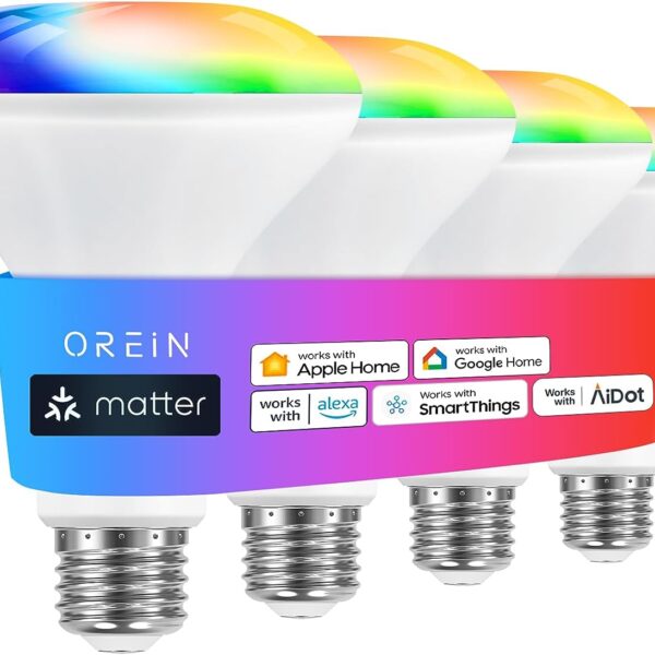 OREiN Matter Smart Light Bulbs Reliable WiFi Bulb 2Pack