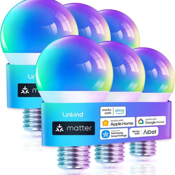 Linkind Matter Smart Light Bulb — 16M colours, works with Alexa, Apple Home and Google Home